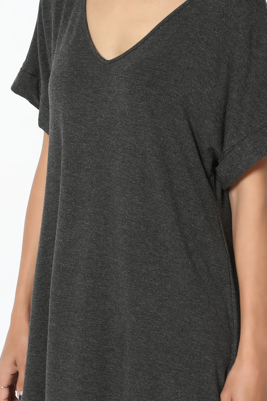 Tracey Wide V-Neck Jersey Top