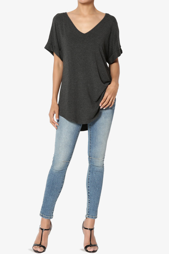 Tracey Wide V-Neck Jersey Top