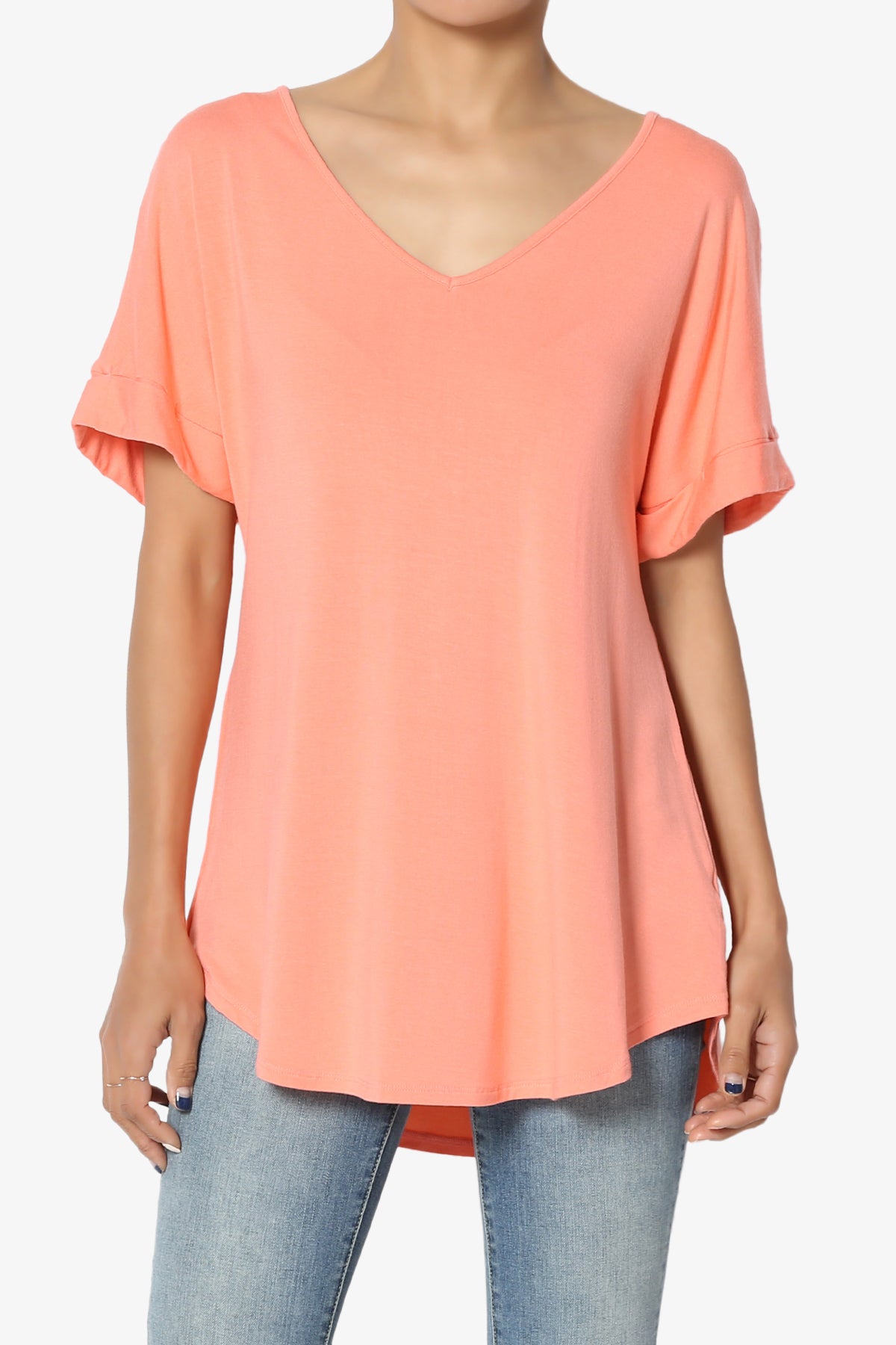 Tracey Wide V-Neck Jersey Top