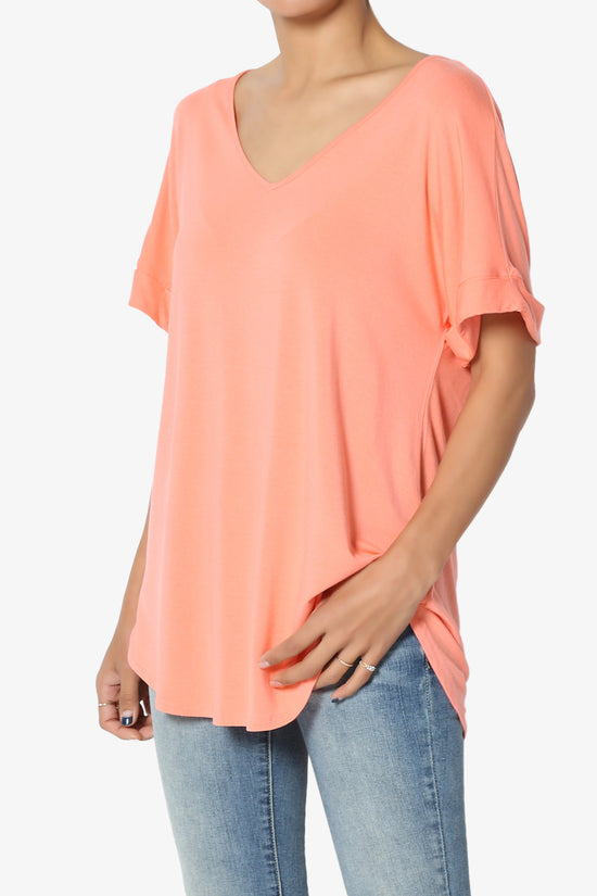 Tracey Wide V-Neck Jersey Top