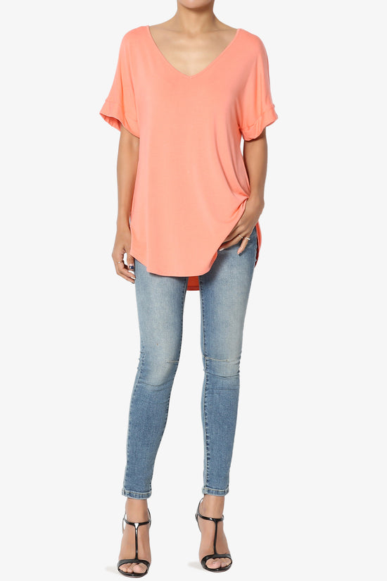 Tracey Wide V-Neck Jersey Top