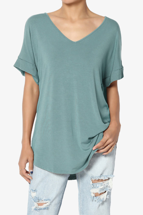 Tracey Wide V-Neck Jersey Top