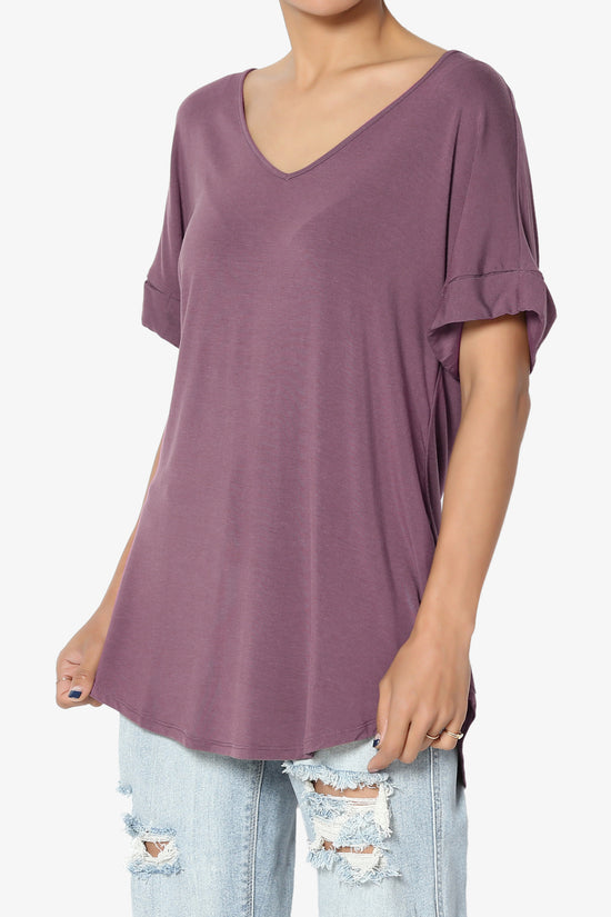 Tracey Wide V-Neck Jersey Top
