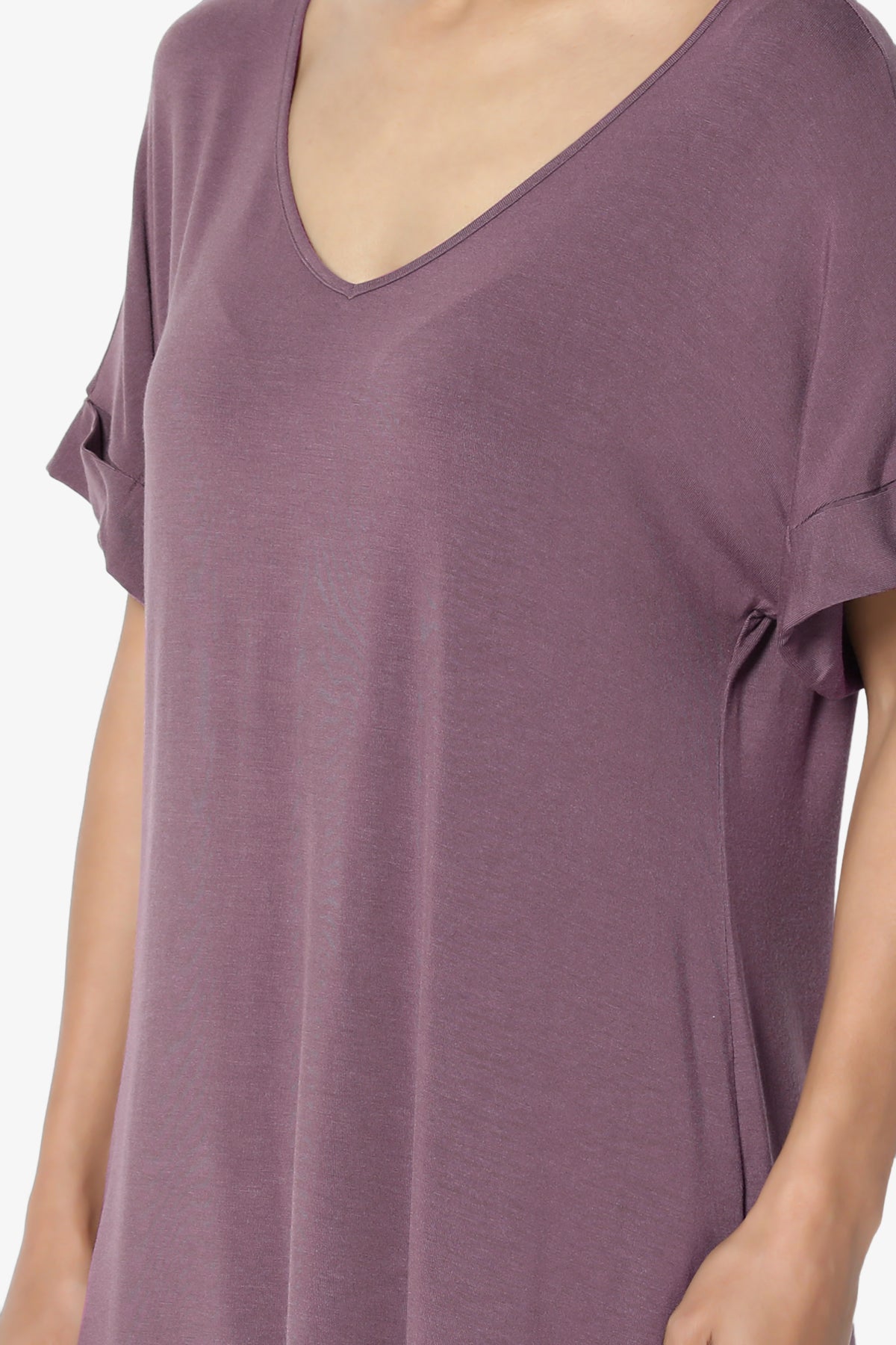 Tracey Wide V-Neck Jersey Top