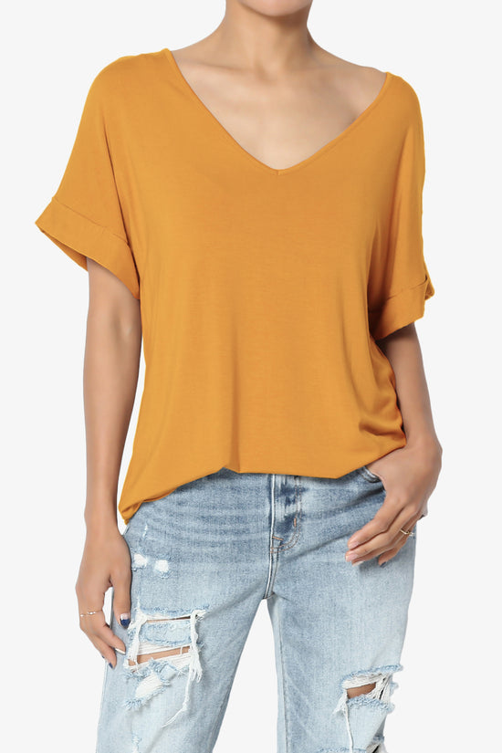 Tracey Wide V-Neck Jersey Top