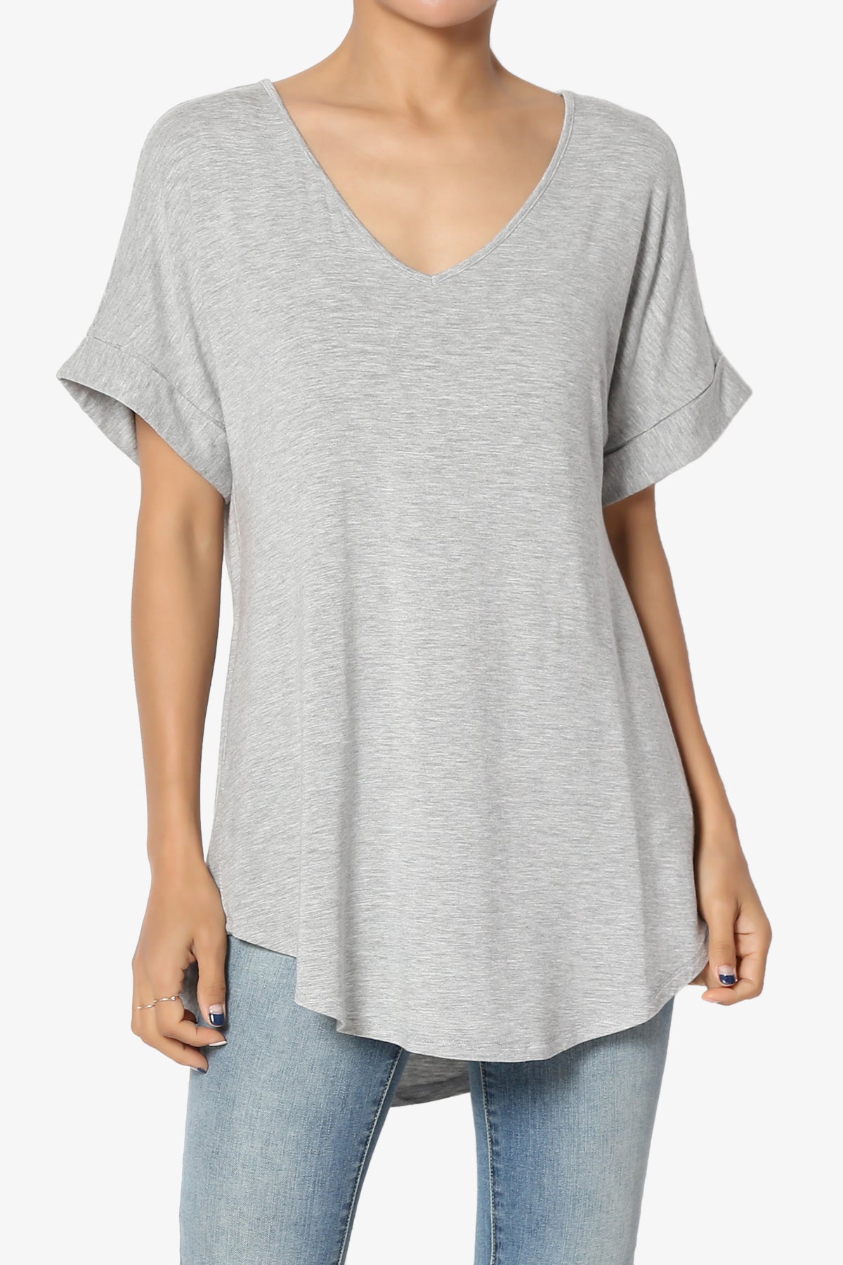 Tracey Wide V-Neck Jersey Top