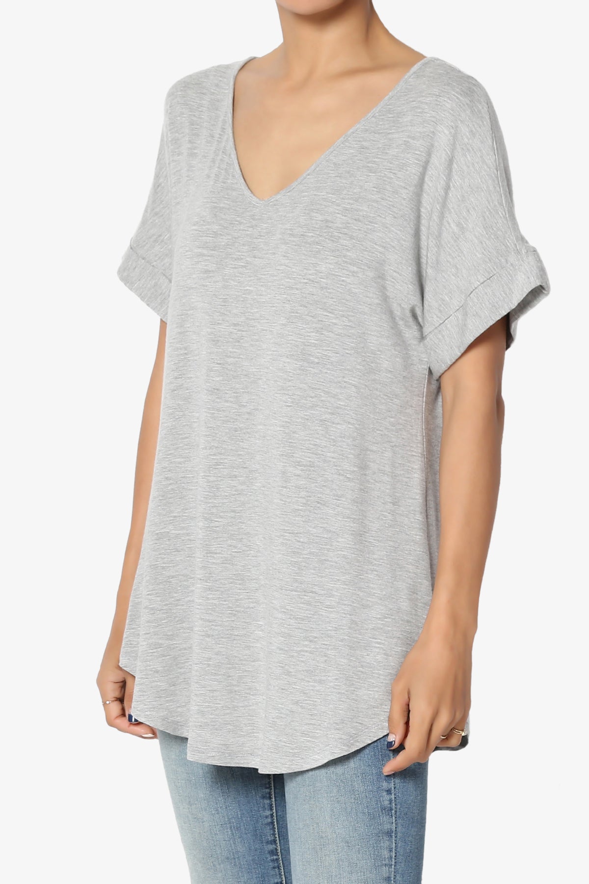 Tracey Wide V-Neck Jersey Top