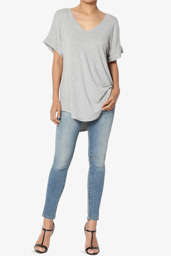 Tracey Wide V-Neck Jersey Top