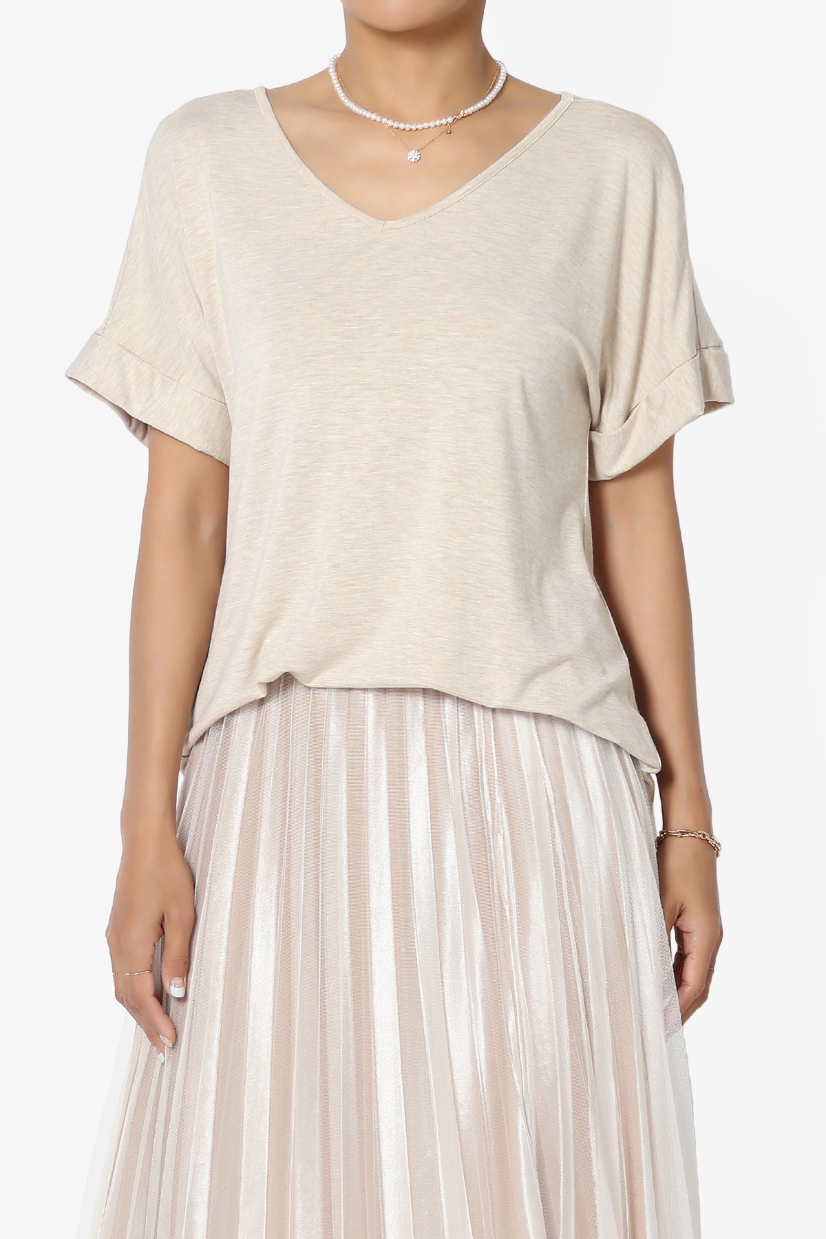 Tracey Wide V-Neck Jersey Top PLUS