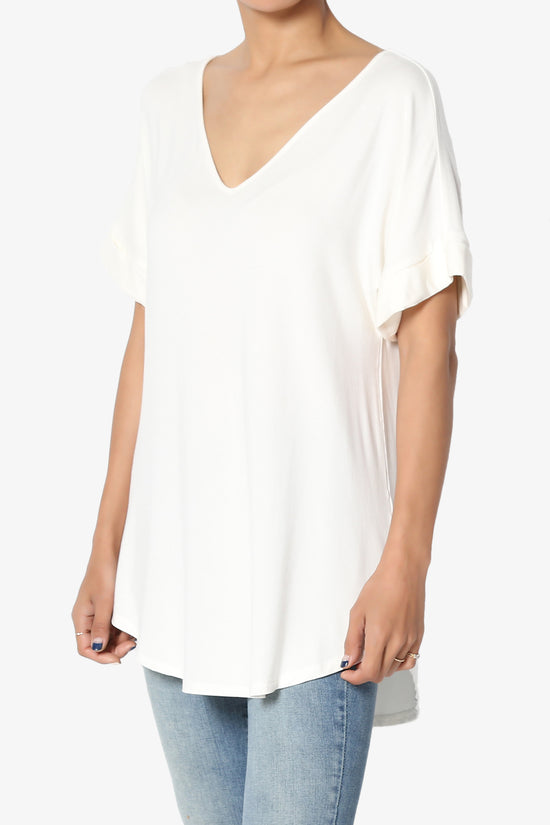 Tracey Wide V-Neck Jersey Top PLUS