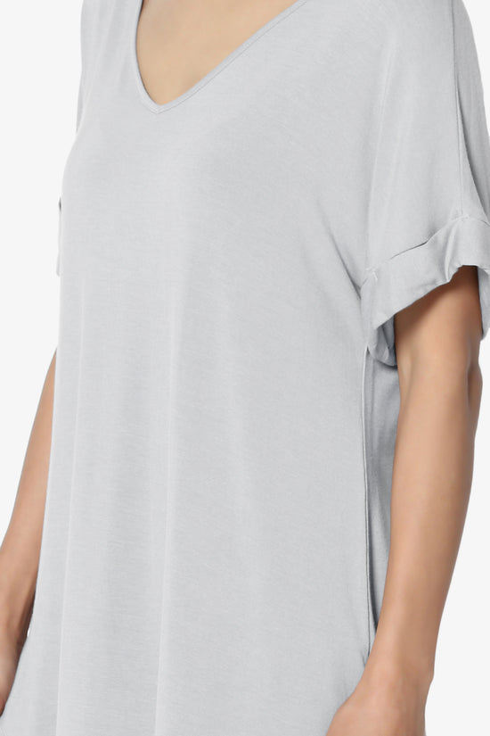 Tracey Wide V-Neck Jersey Top MORE COLORS