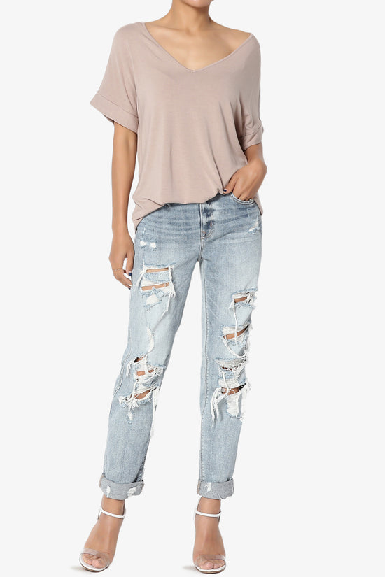 Tracey Wide V-Neck Jersey Top