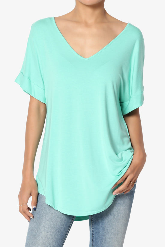 Tracey Wide V-Neck Jersey Top MORE COLORS