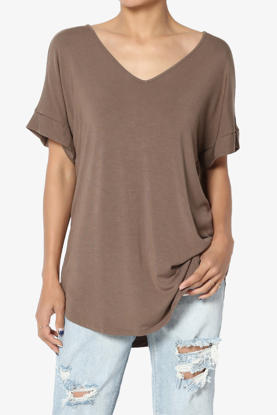 Tracey Wide V-Neck Jersey Top MORE COLORS