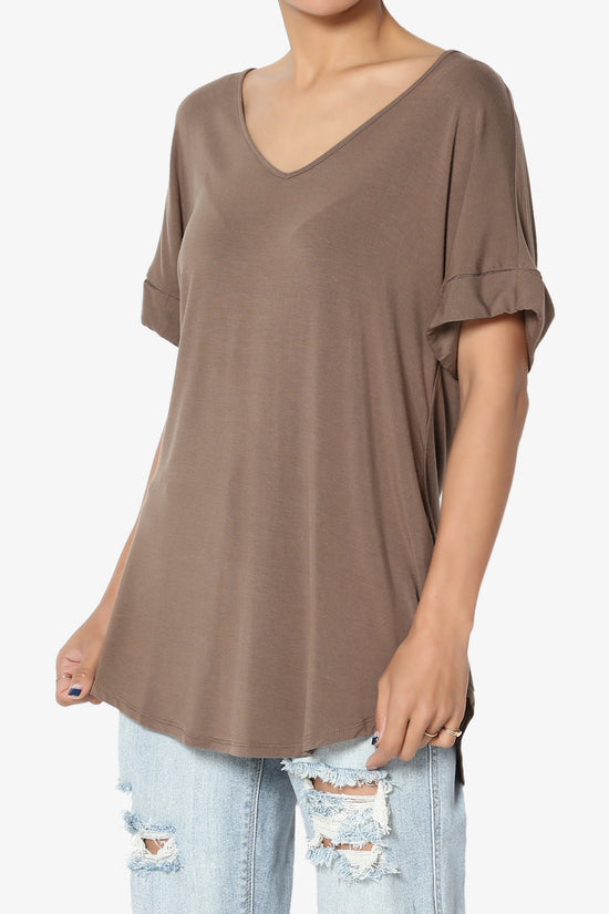 Tracey Wide V-Neck Jersey Top MORE COLORS