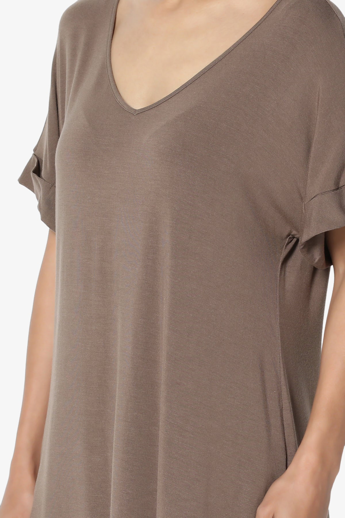 Tracey Wide V-Neck Jersey Top MORE COLORS