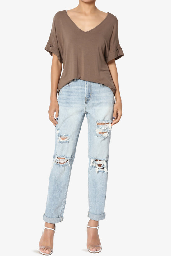 Tracey Wide V-Neck Jersey Top MORE COLORS