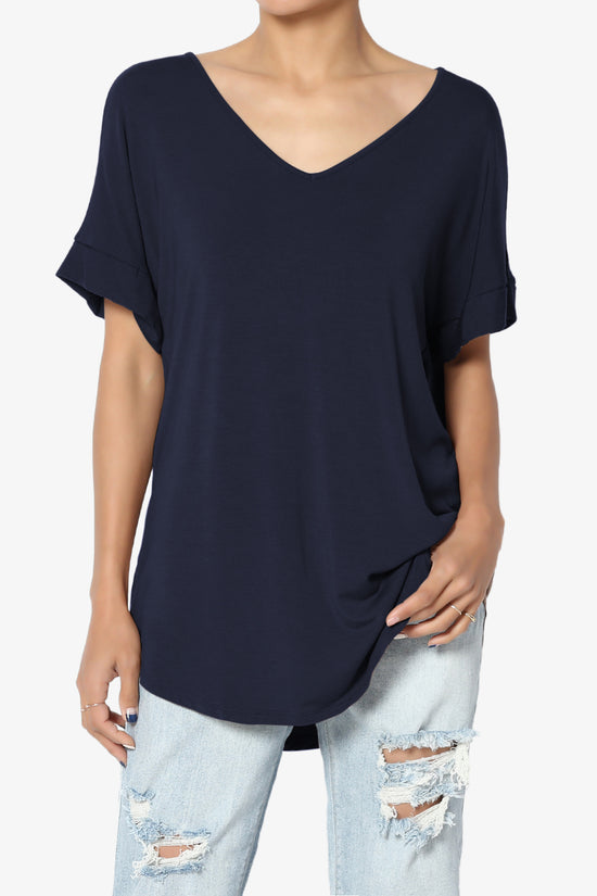 Tracey Wide V-Neck Jersey Top MORE COLORS