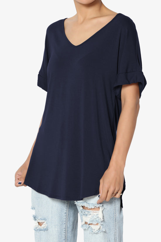 Tracey Wide V-Neck Jersey Top MORE COLORS
