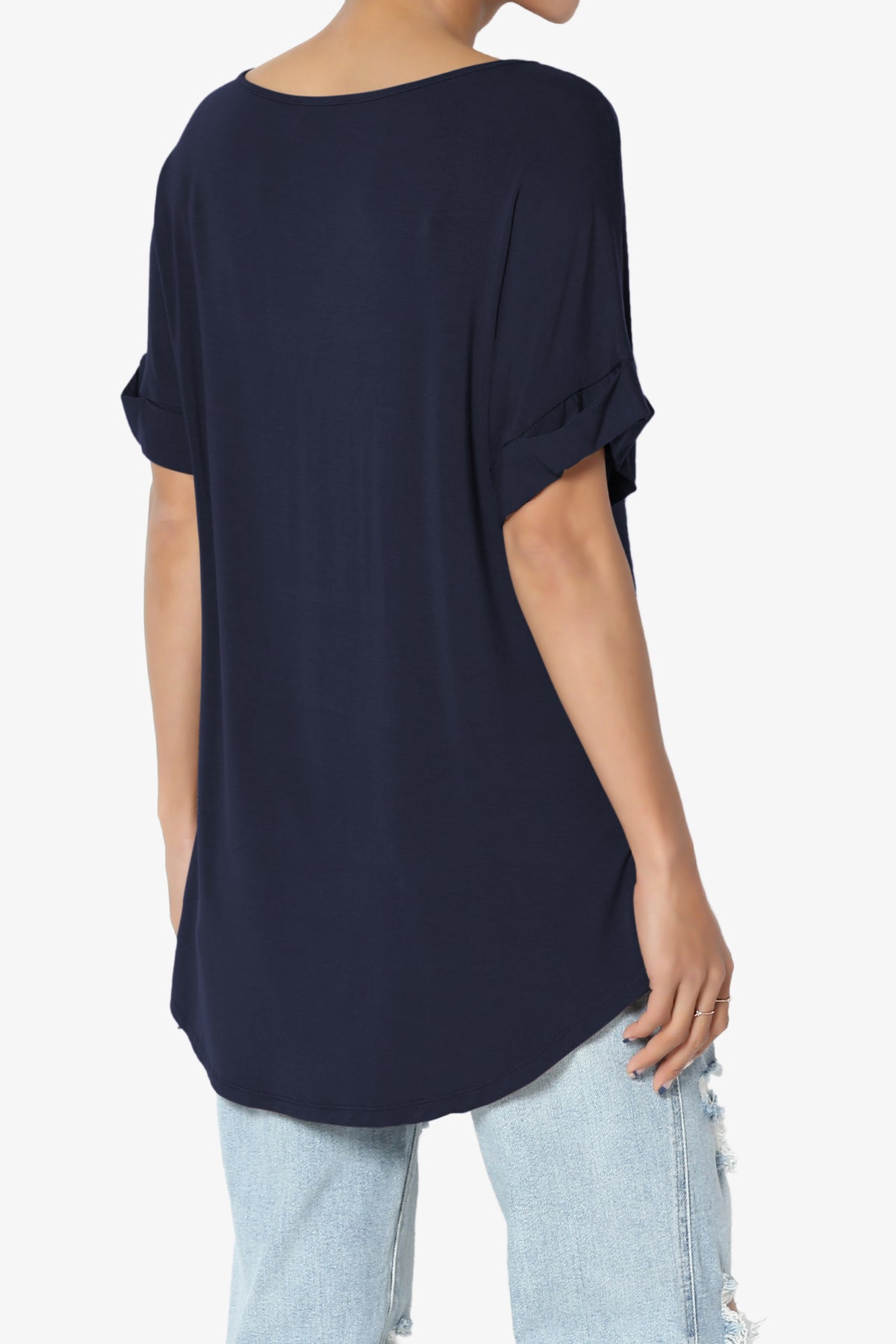 Tracey Wide V-Neck Jersey Top MORE COLORS