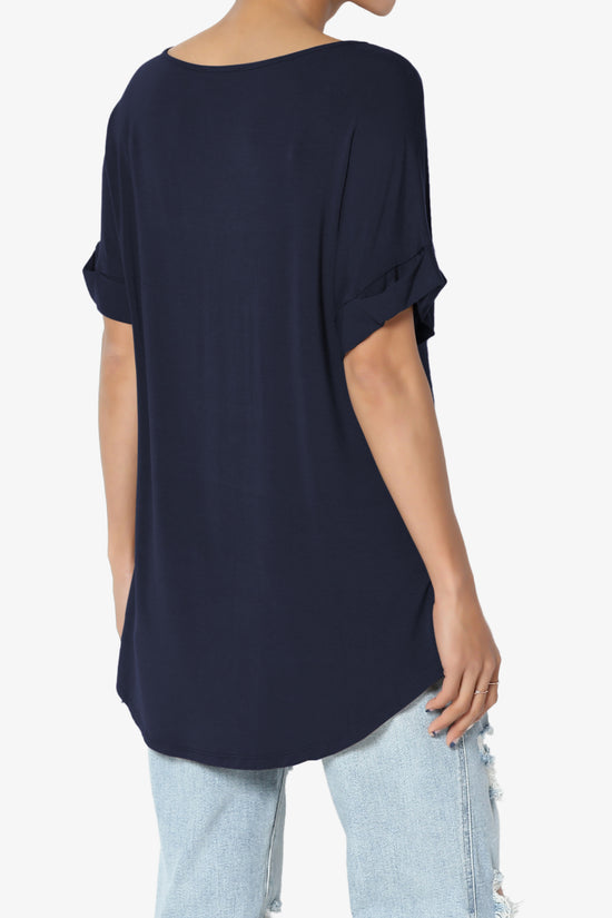 Tracey Wide V-Neck Jersey Top MORE COLORS