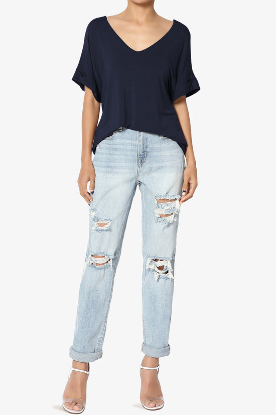 Tracey Wide V-Neck Jersey Top MORE COLORS