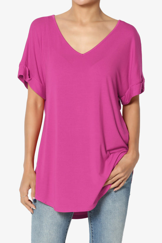 Tracey Wide V-Neck Jersey Top MORE COLORS