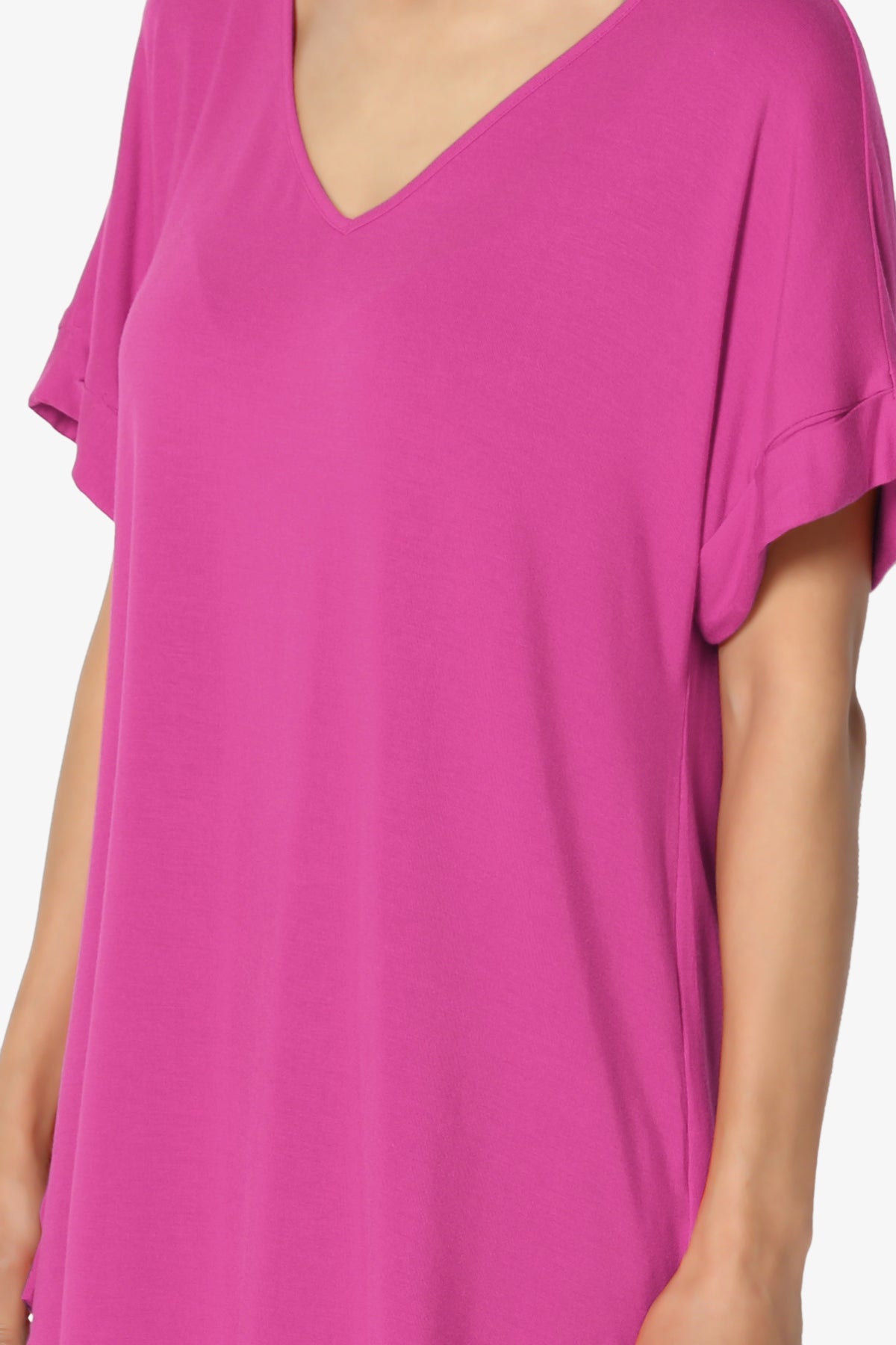 Tracey Wide V-Neck Jersey Top MORE COLORS