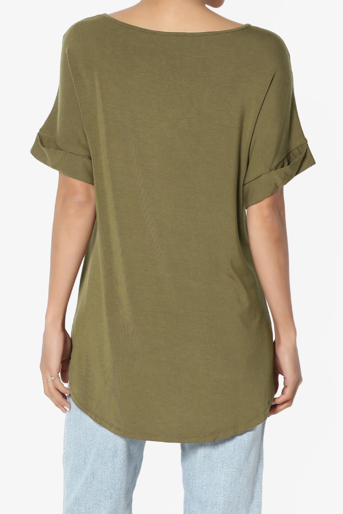 Tracey Wide V-Neck Jersey Top MORE COLORS