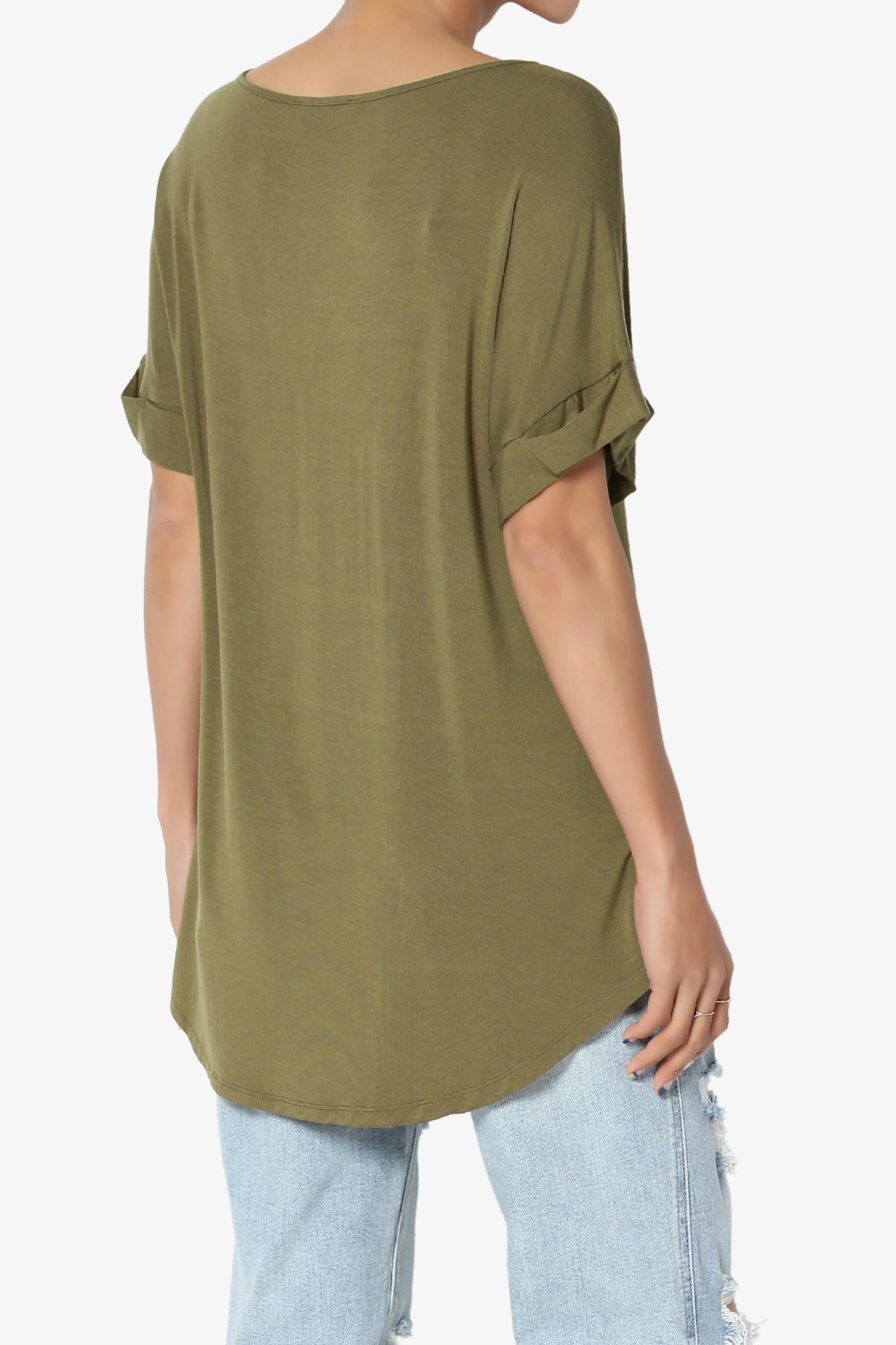 Tracey Wide V-Neck Jersey Top MORE COLORS