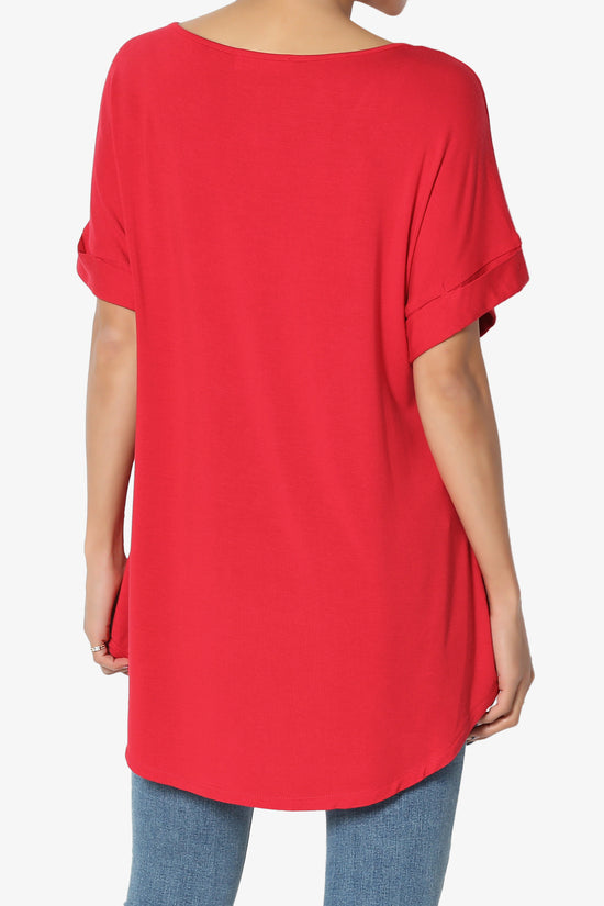 Tracey Wide V-Neck Jersey Top MORE COLORS