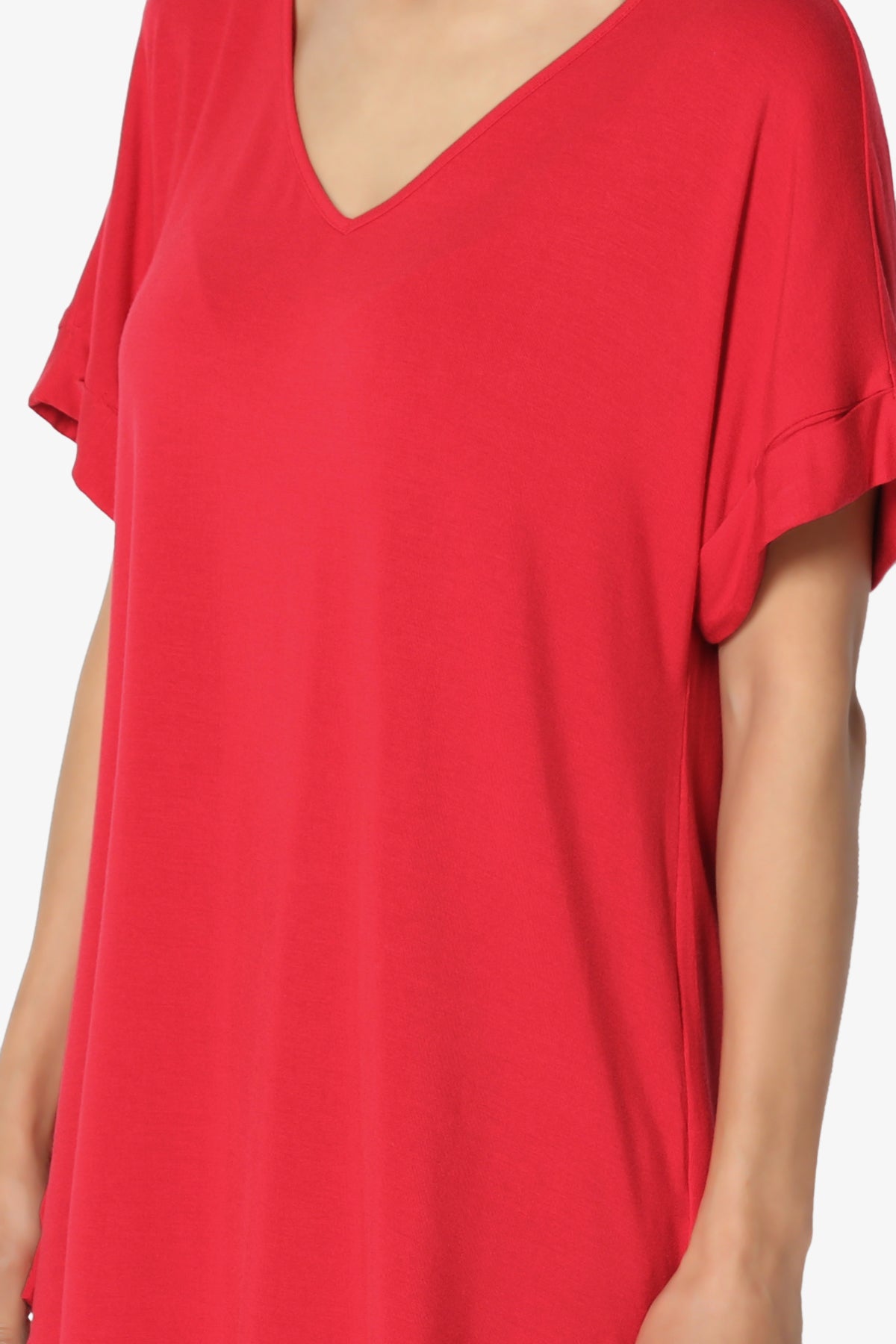 Tracey Wide V-Neck Jersey Top MORE COLORS