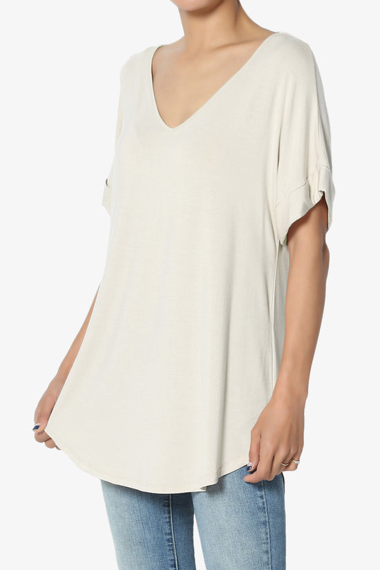 Tracey Wide V-Neck Jersey Top PLUS
