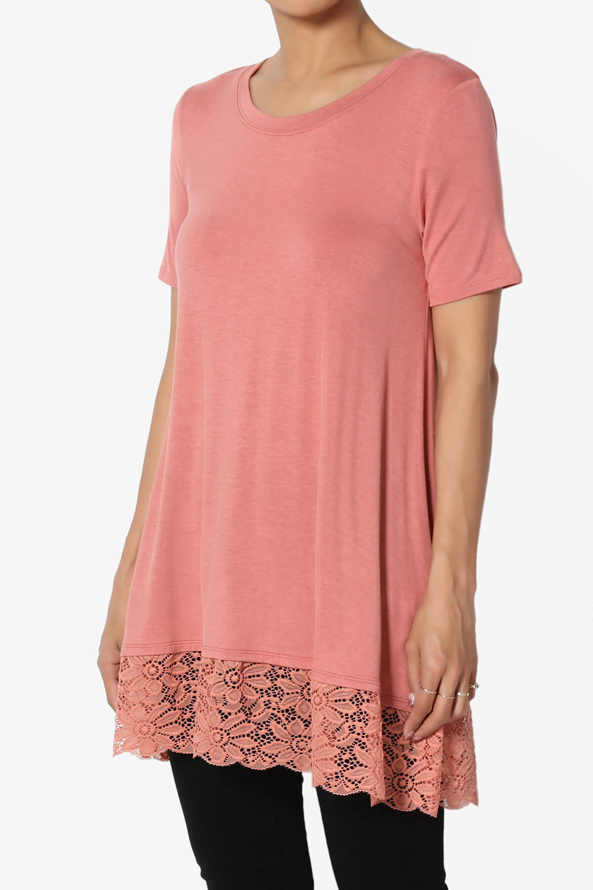 Nason Short Sleeve Lace Hem Tunic ASH ROSE_3