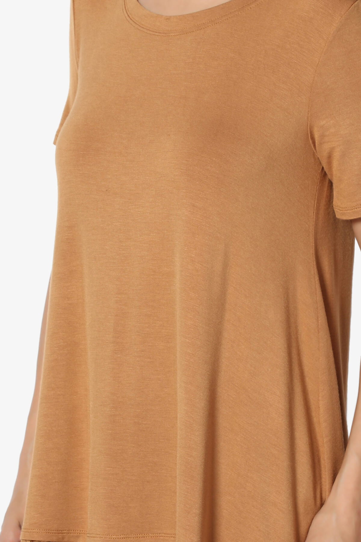 Nason Short Sleeve Lace Hem Tunic COFFEE_5