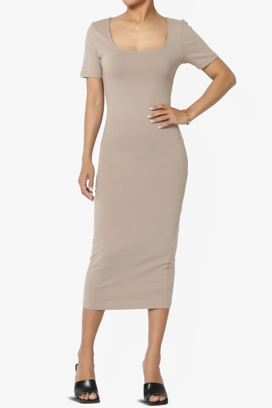 Fontella Short Sleeve Square Neck Bodycon Dress