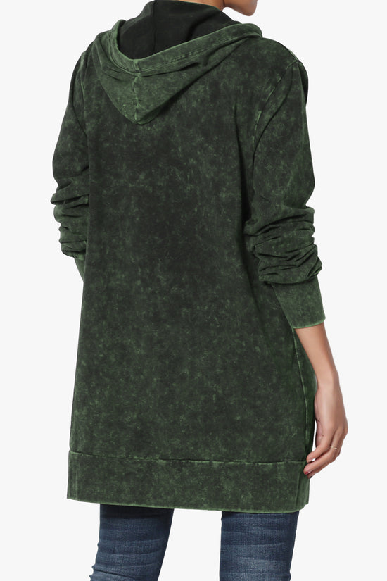 Trophy Acid Wash Hoodie Tunic ARMY GREEN_2