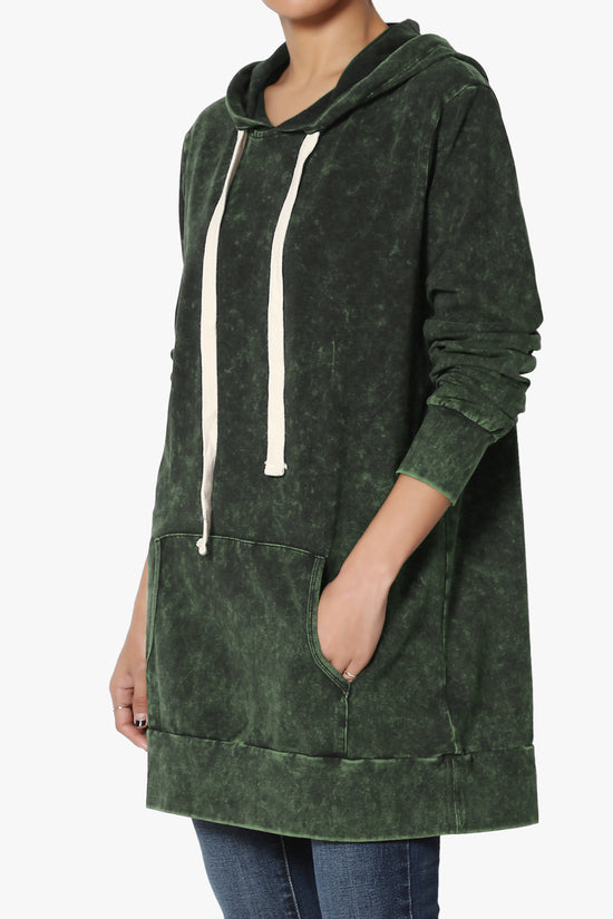 Trophy Acid Wash Hoodie Tunic ARMY GREEN_3