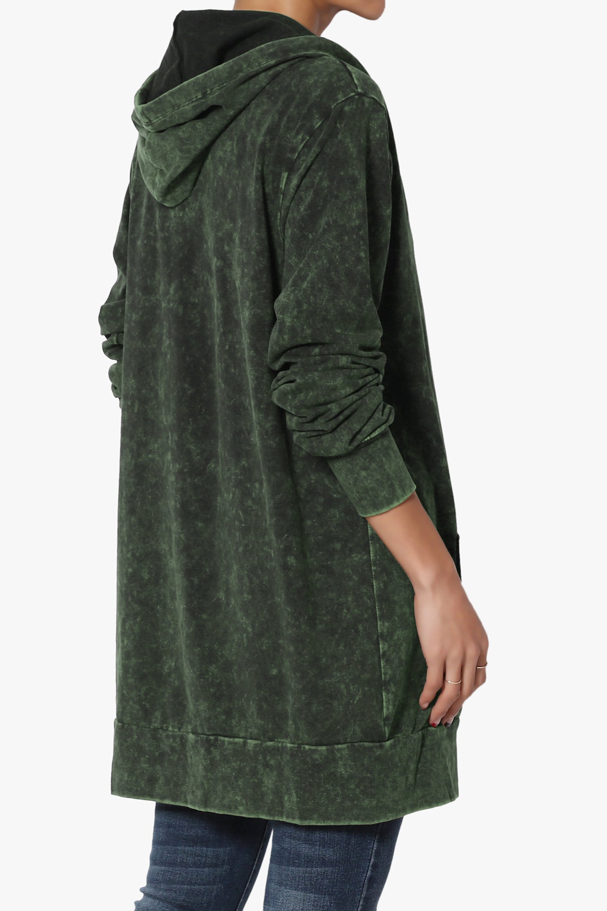 Trophy Acid Wash Hoodie Tunic ARMY GREEN_4