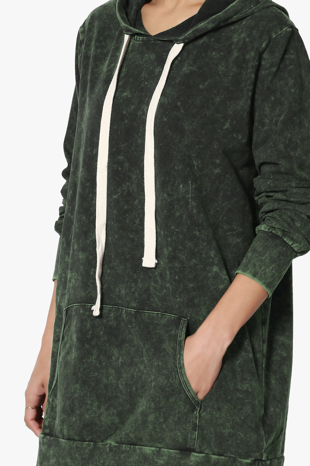 Trophy Acid Wash Hoodie Tunic ARMY GREEN_5