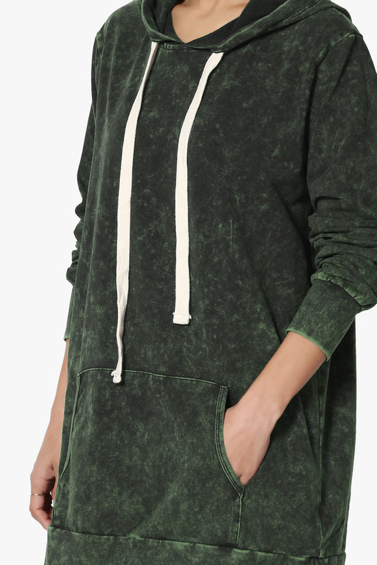 Trophy Acid Wash Hoodie Tunic ARMY GREEN_5