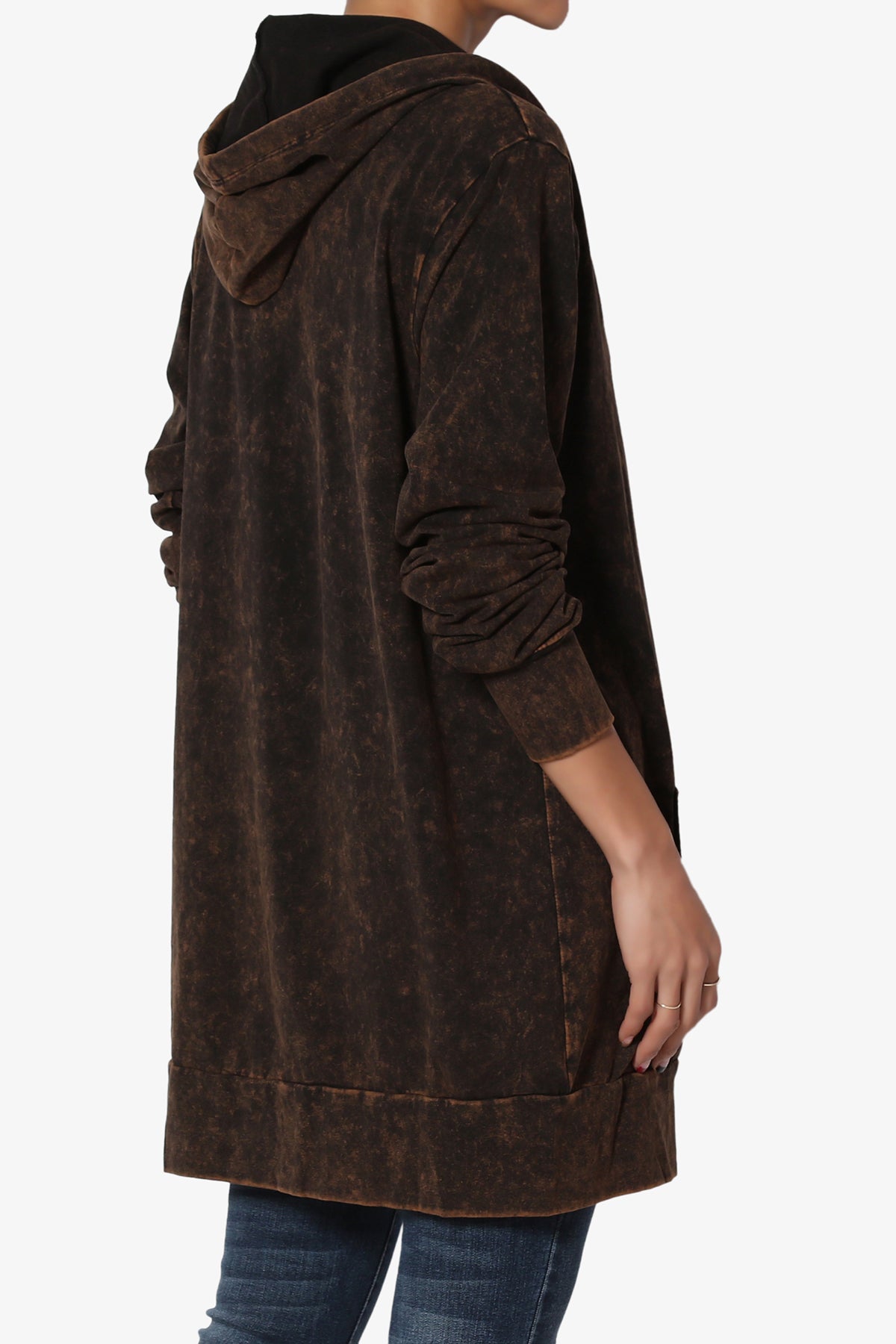Trophy Acid Wash Hoodie Tunic BROWN_4
