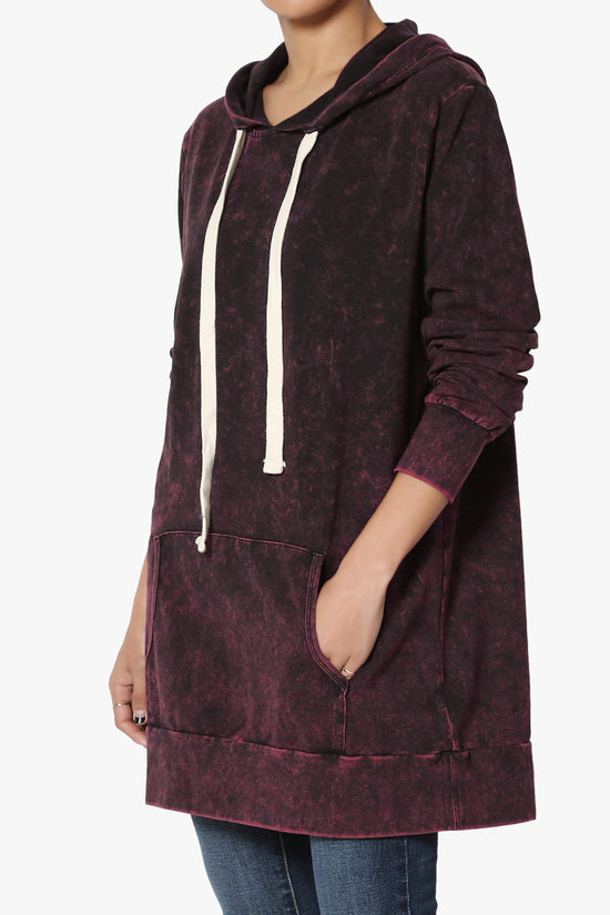 Trophy Acid Wash Hoodie Tunic DARK BURGUNDY_3