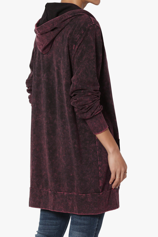 Trophy Acid Wash Hoodie Tunic DARK BURGUNDY_4
