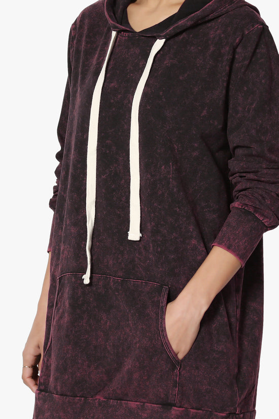 Trophy Acid Wash Hoodie Tunic DARK BURGUNDY_5