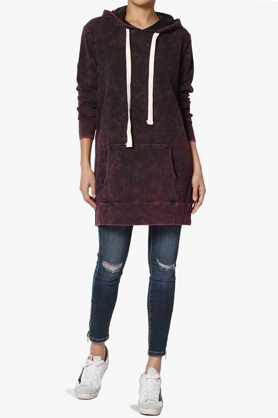 Trophy Acid Wash Hoodie Tunic DARK BURGUNDY_6