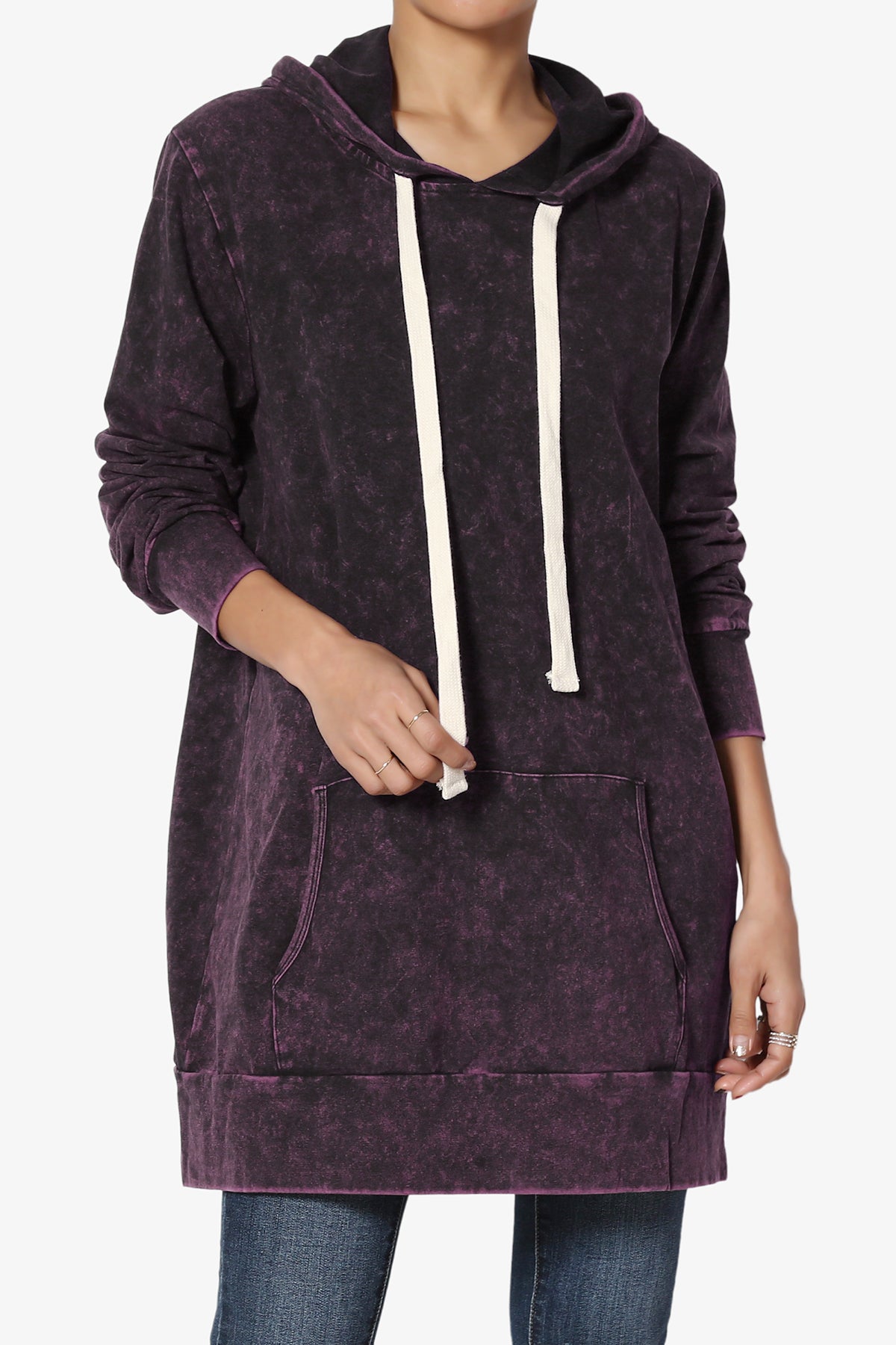 Trophy Acid Wash Hoodie Tunic DARK PLUM_1