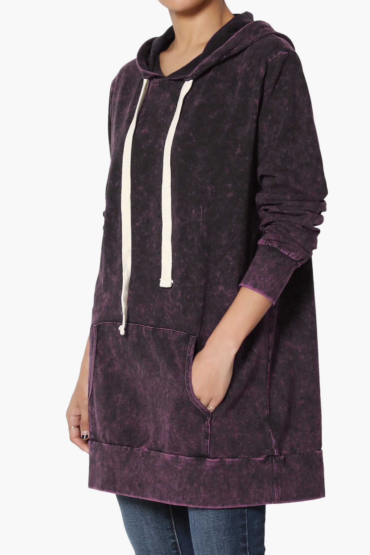 Trophy Acid Wash Hoodie Tunic DARK PLUM_3