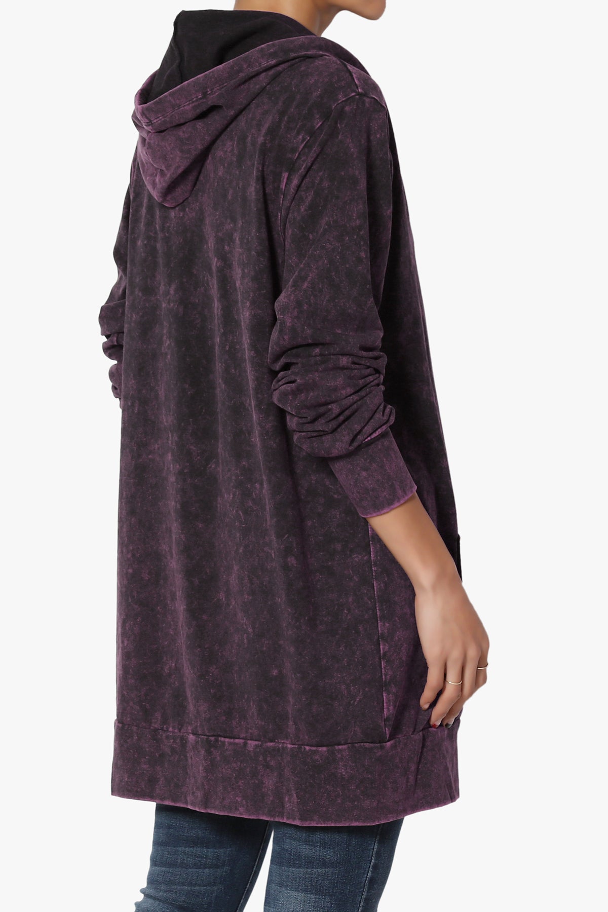Trophy Acid Wash Hoodie Tunic DARK PLUM_4