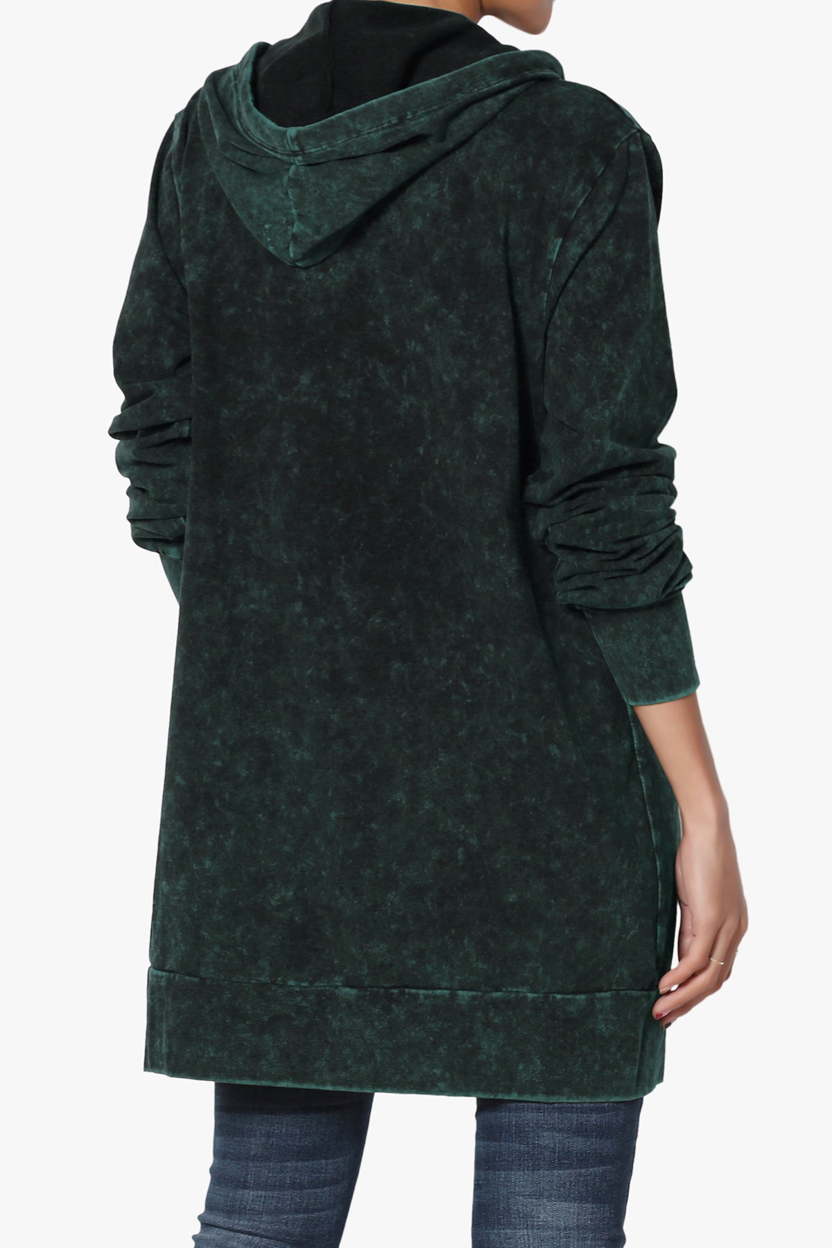 Trophy Acid Wash Hoodie Tunic FOREST GREEN_2